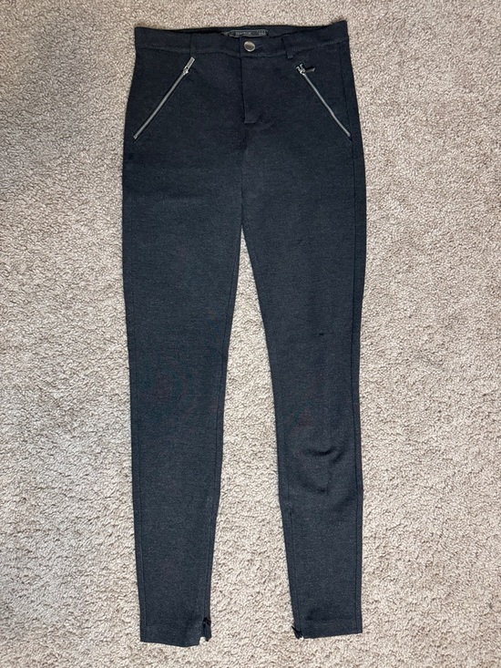 Zara Pants - Zara Trafaluc Dark Gray Stretch Ponte Pants with Silver Button